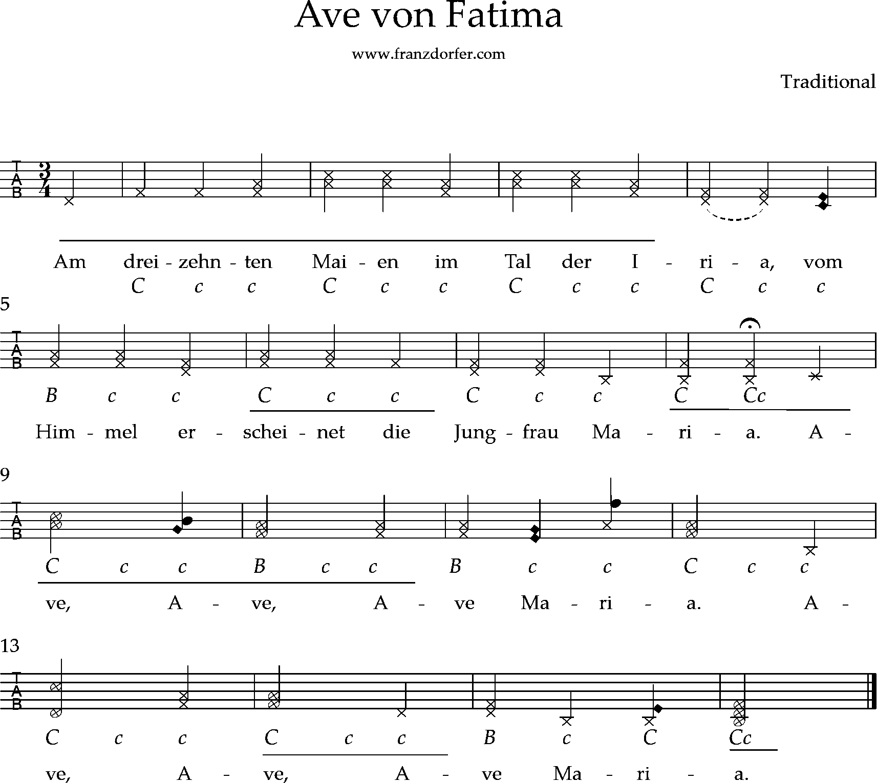Griffschrift - Ave von Fatima